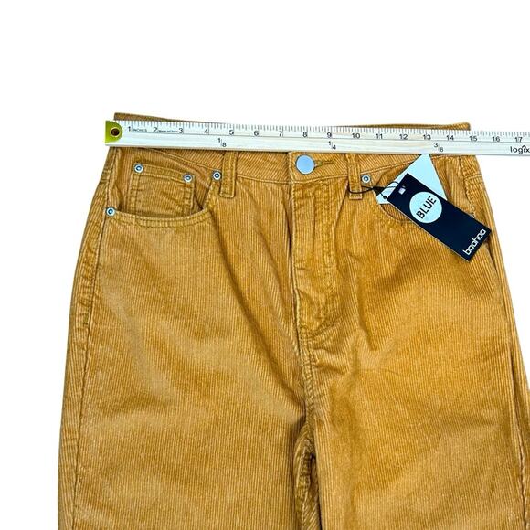 🆕 Boohoo Corduroy Pants Womens Size 6 Cords Split Hem Mustard Tan High Rise - Picture 11 of 14